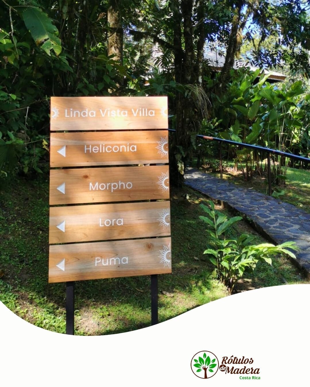 Rótulo de ubicación para hotel ecológico en reserva natural