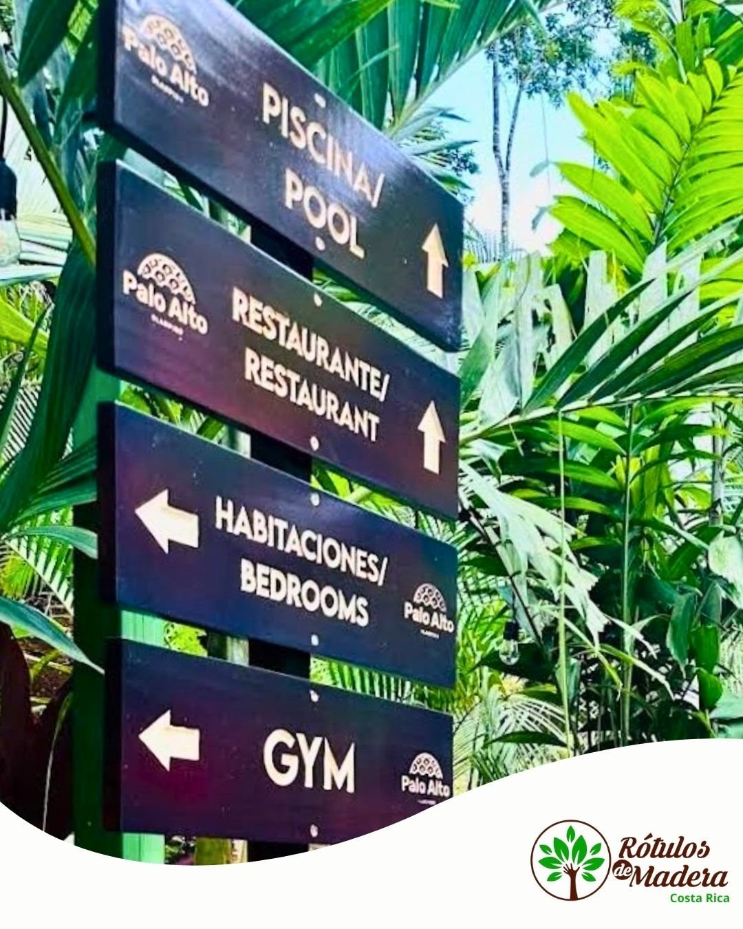 Rótulo de ubicación para hotel ecológico en reserva natural