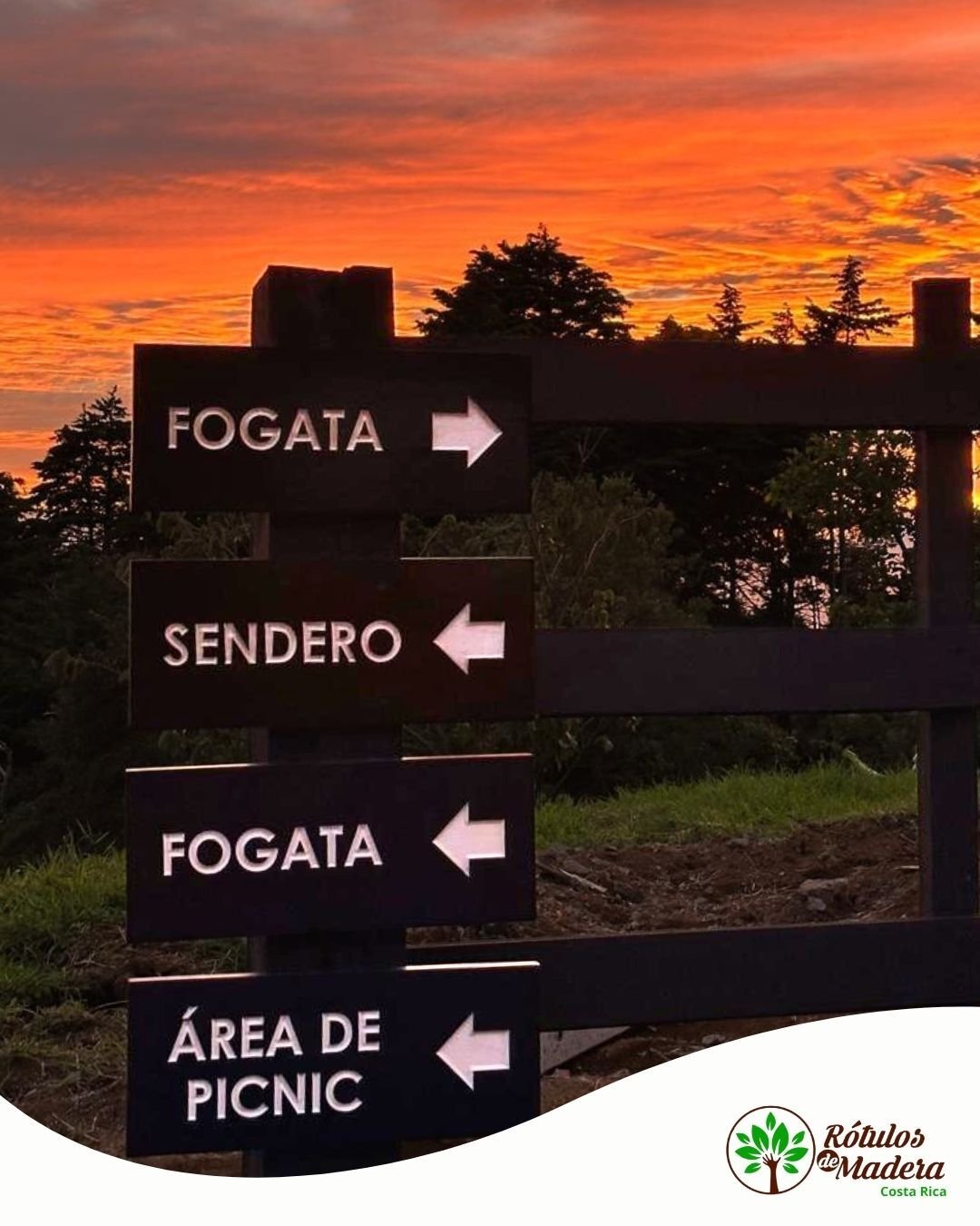 Detalle de grabado en madera con diseño personalizado para senderos